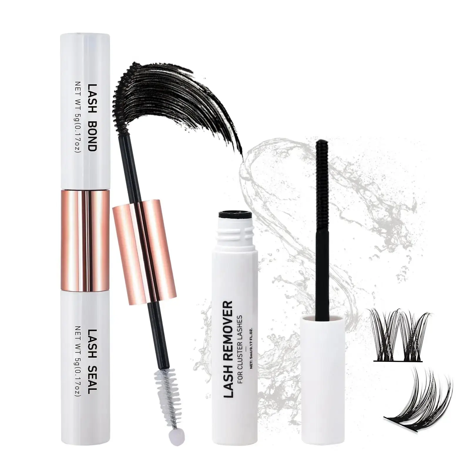 2 in 1 Eyelash Makeup Tools Including 1 Count Eyelash Extension Bond and Seal Glue & 1 Count False Eyelash Remover, Eyelash Glue, Daily Gentle Eye Cosmetic, Cluster Lashes Kit Accessories, Makeup Products, Valentine's Day Gift