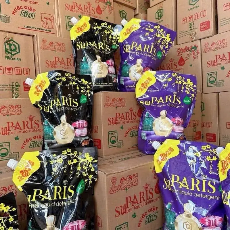 COMBO 2 TÚI GIẶT PARIS 3kg6 (tổng 7kg2) tặng túi khăn ướt 600gram