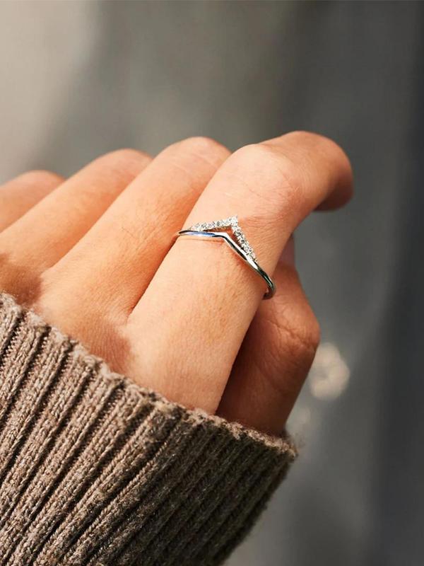 S925 Sterling Silver Fashion Artificial Zircon Inlaid Ring, Fashion Jewelry for Party, Daily Clothing Decor, Trendy All-match & Exquisite Jewelry for Birthday Gift 5
