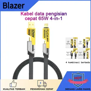 Blazer Kabel Data 4 in 1 65W Fast Charging Cable for iPhone Samsung Micro USB Type-C Lightning