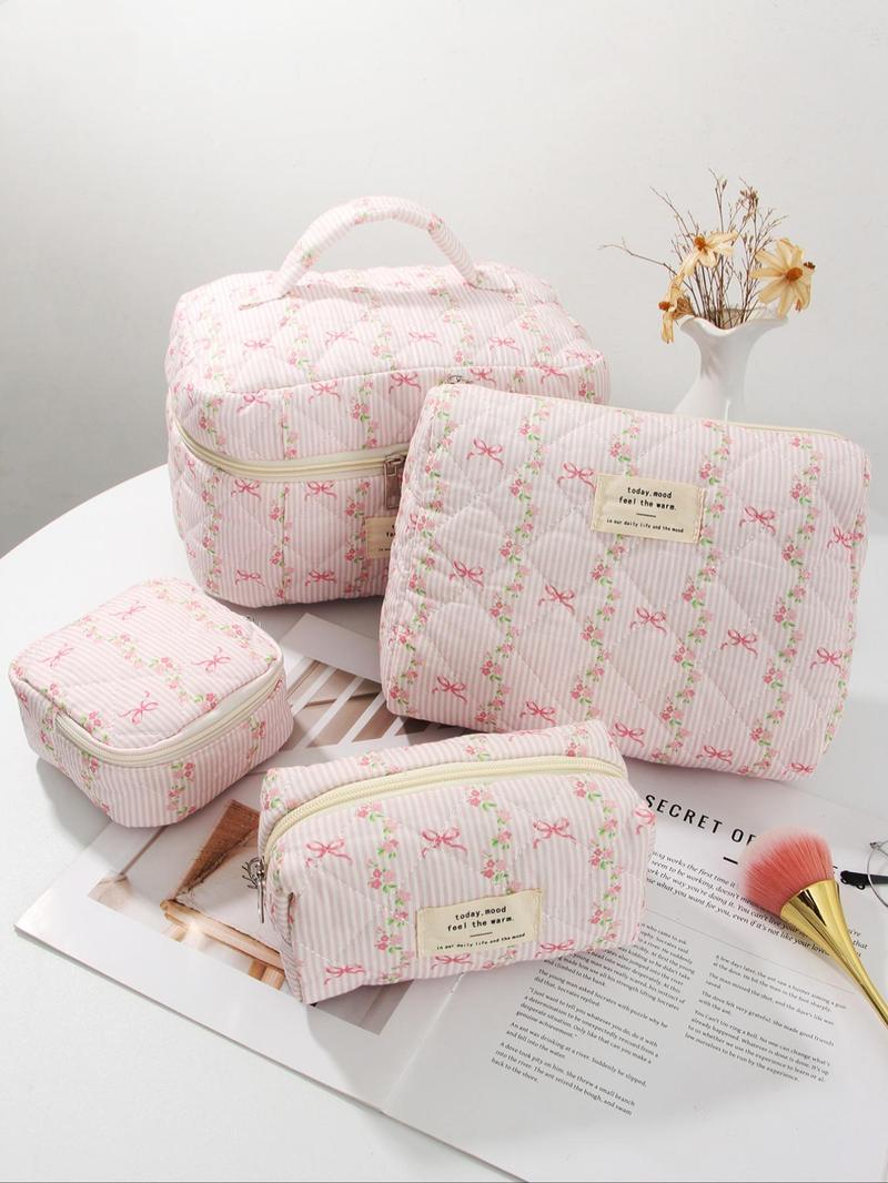 Product Introduction of Floral Pattern Makeup Bag Set, Large Capacity Cosmetic Storage Bag, Zipper Makeup Organizer Pouch, Versatile Storage Bag for Travel, Gym, Office, Home 1