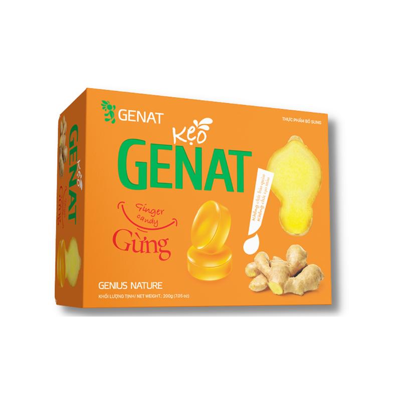 Combo 2 Hộp Kẹo Genat Gừng (Hộp 100 viên) - Genat Snack Ăn Vặt Food Candy kẹo trái cây kẹongậm 2