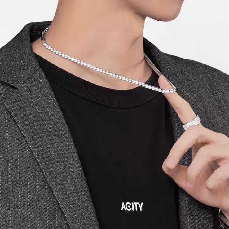  Dây chuyền đính đá lấp lánh bling chói lóa nam nữ KuuClothes cá tính hiphop thời trang - Vòng Cổ D.INHDA 