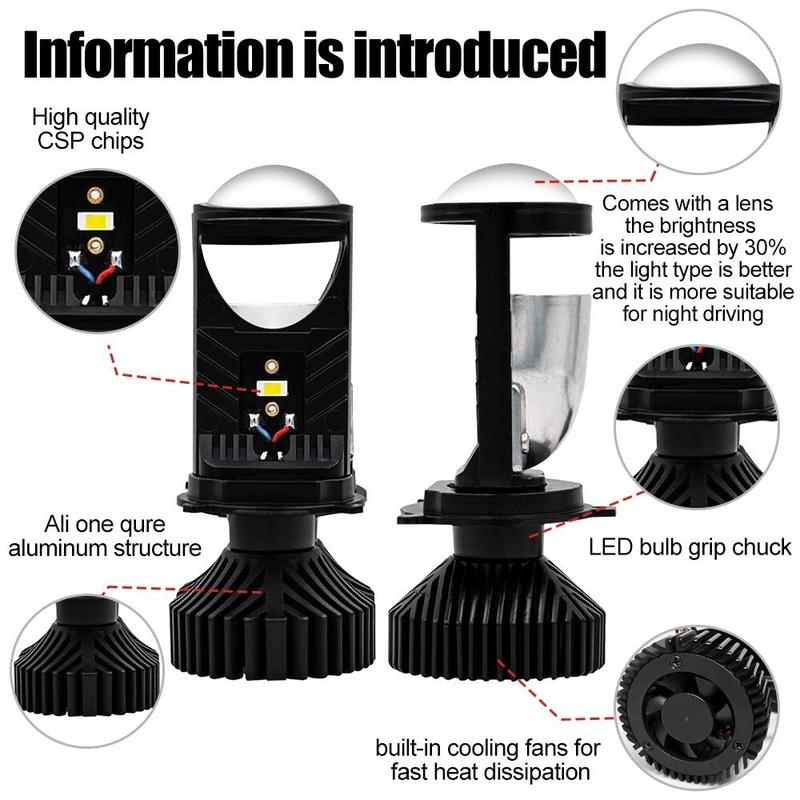 Đèn pha LED H4 T9 45W PRO 2024 bi cầu mini cắt sáng dùng điện bình 12v