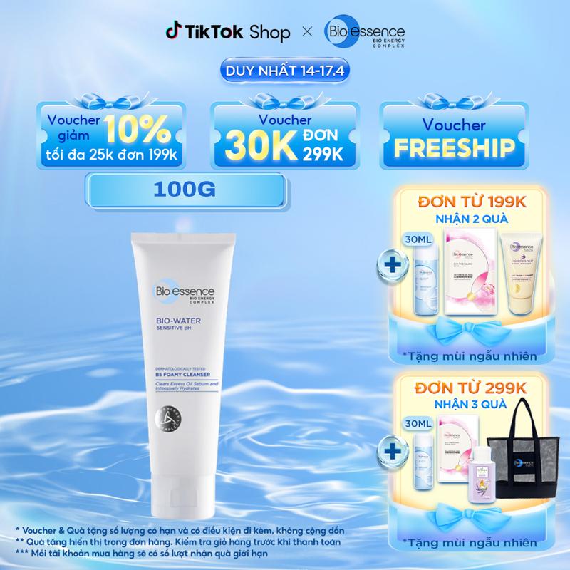 [ĐƠN 299K TẶNG 3 QUÀ] - Sữa rửa mặt cấp ẩm và phục hồi Bio Essence Bio-Water B5 Foamy Cleanser 100g cho Nữ