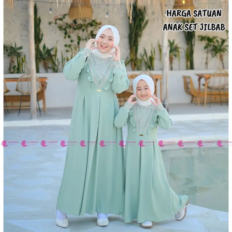 RAYANA DRESS couple ibu dan anak ( harga terpisah ) Gamis Couple Ibu Anak cringkle airflow Perempuan Terbaru 2023 gamis couple bahan cringkle airflow premium gamis dewasa terbaru gamis anak viral kekinian 1