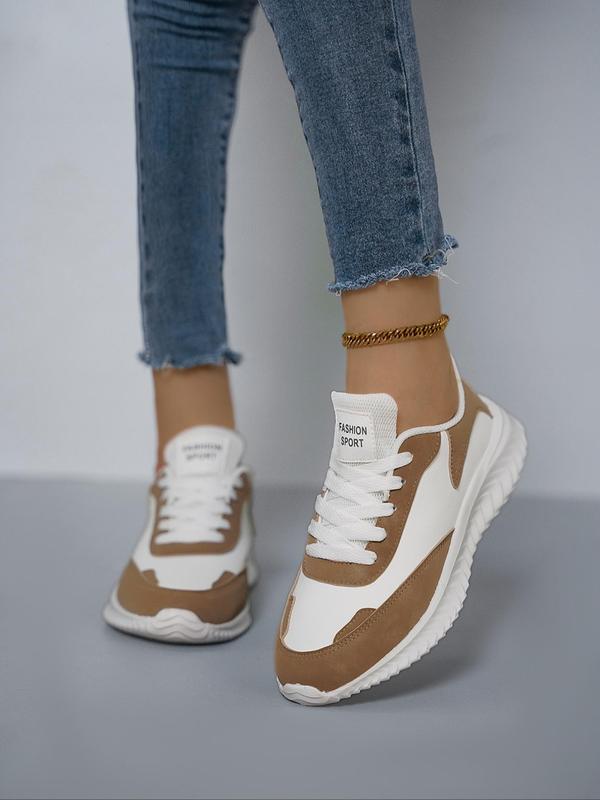 Women's Fashionable Patchwork Lace Up Low Top Sneakers, Casual Comfortable Breathable Sports Running Shoes, All-match Basic Shoes for Daily Wear 2