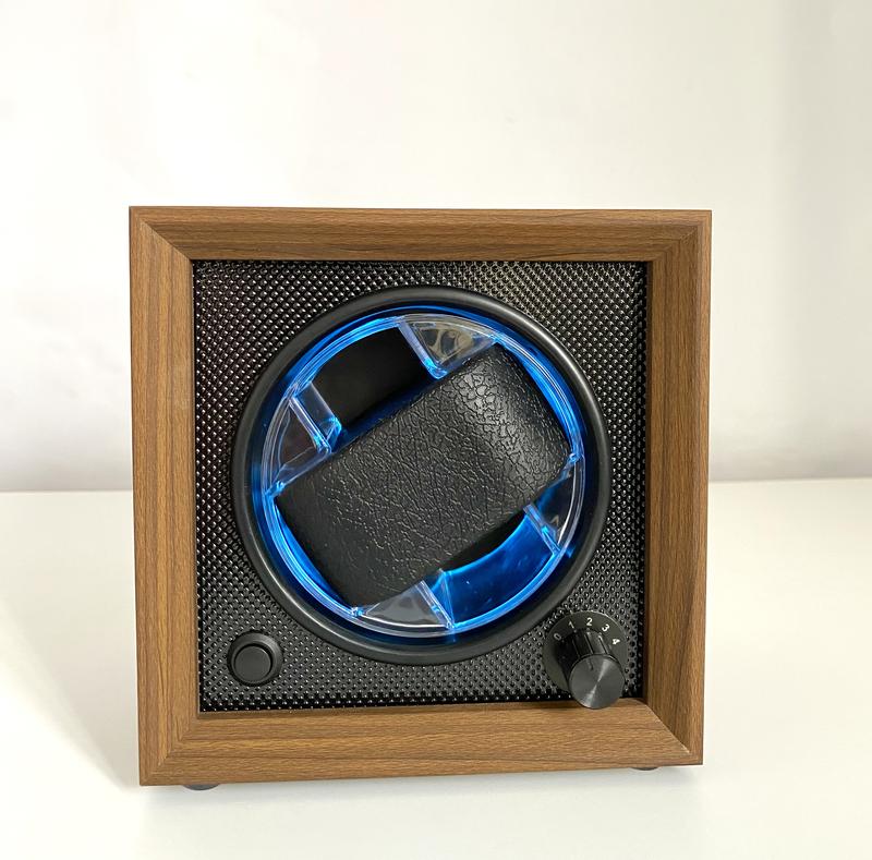 Hộp xoay đồng hồ cơ - 1 xoay gỗ đèn led