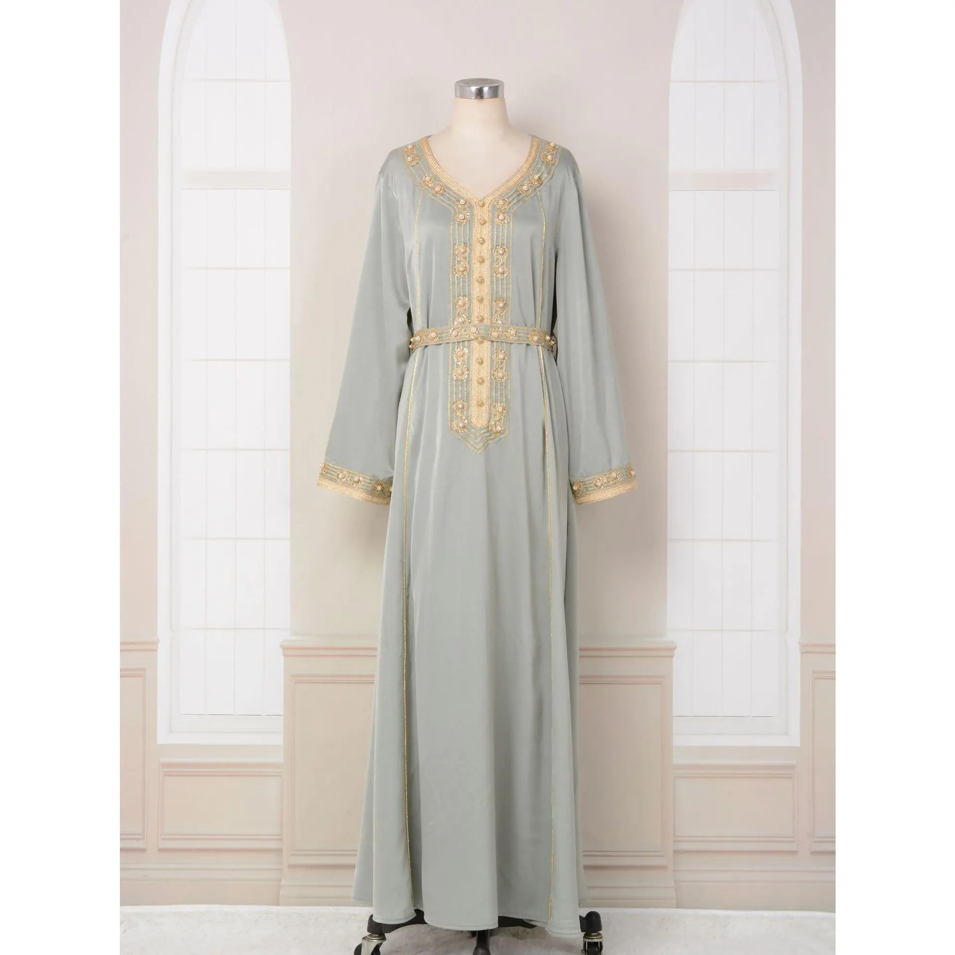 Abaya Hồi Giáo, MT047 Trung Đông, Thời Trang Nữ, Thanh Lịch, Váy Kim Cương Giả Thêu, Phong Cách Dubai