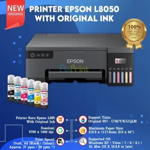 Printer Ink Tank 6 Warna Epson L805 Wi-Fi WiFi Bisa Print ID Card Foto - Original Ink