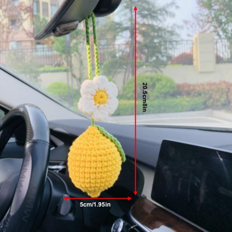 Flower & Lemon Design Car Hanging Decoration, Car Interior Rear View Mirror Pendent, Car Accessories 1