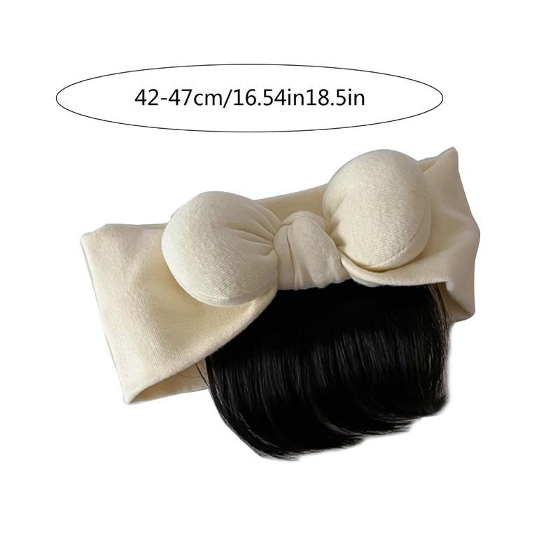 Stylish Bowknot Headband Infant Wig Bangs Hairpiece 0-1Y Newborns Headwear Solid Color Hairband Decor for Baby Girls 3