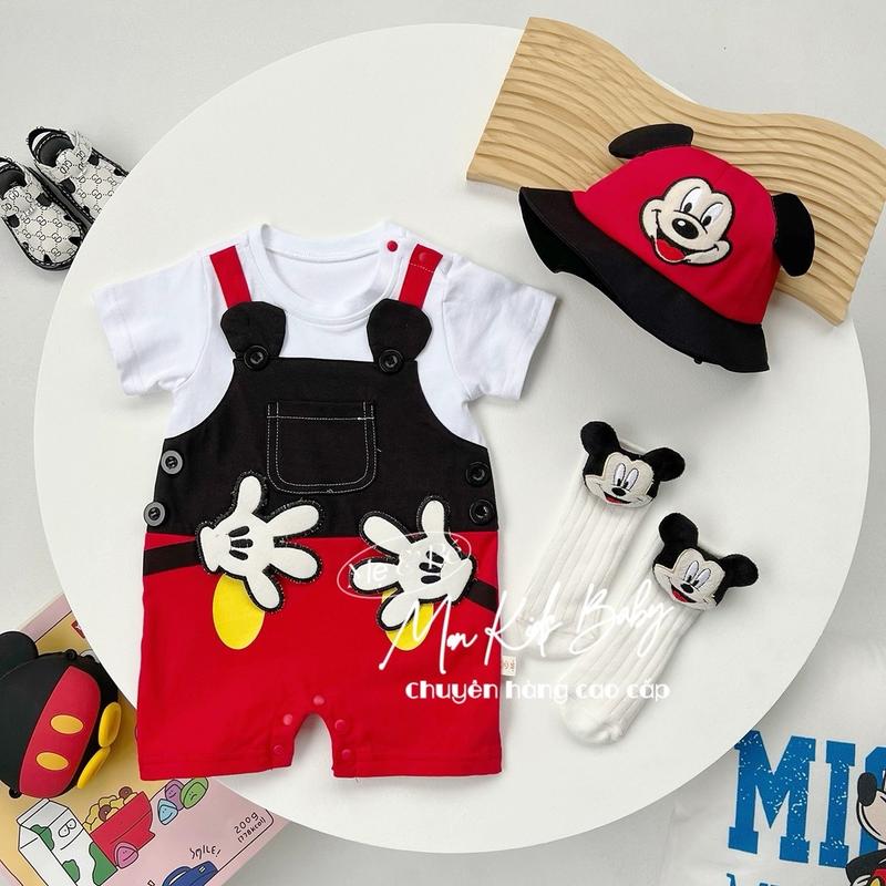 Áo Body Mickey Kèm Mũ Cho Bé Trai và Bé Gái 3-12kg