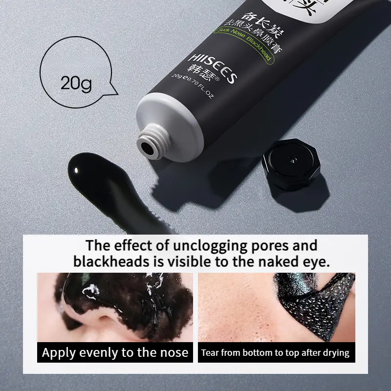 HIISEES Binchotan Charcoal Blackhead Remover (20g) - Deep Cleansing Nose Mask for Blackheads & Whiteheads| Pore Refining & Hydrating