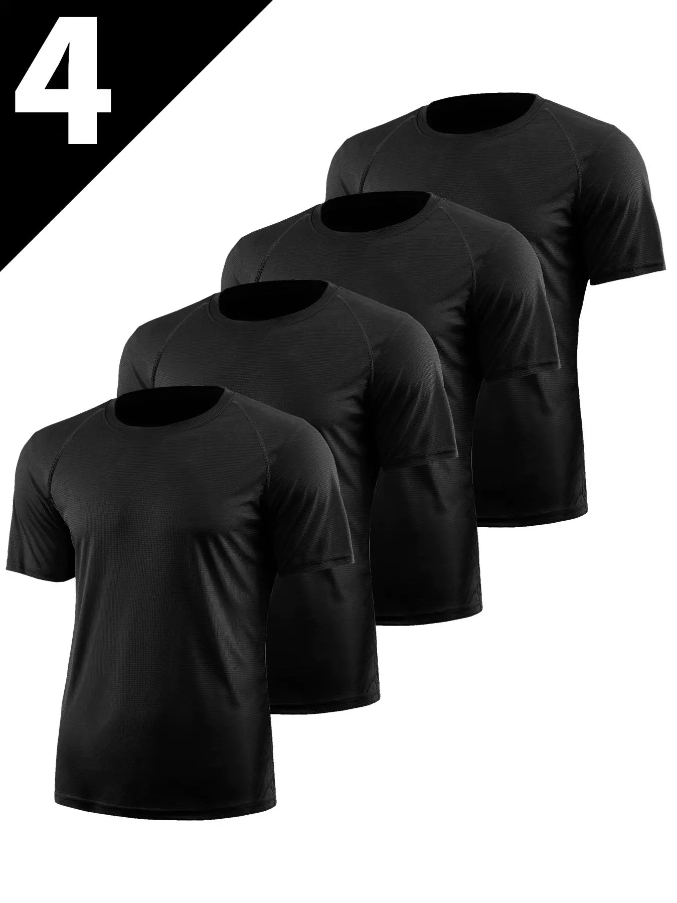 Men's Solid Round Neck Sports Tee, Quick Drying Breathable Crew Neck Short Sleeve T-shirt, Casual Comfy Top Fitness  for Gym Workout Running
