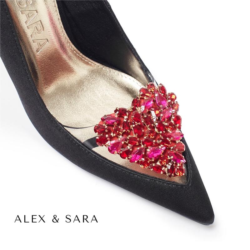  AL447- Giày cao gót bít mũi nhọn charm đá trái tim Alex Sara Shoes Nữ 