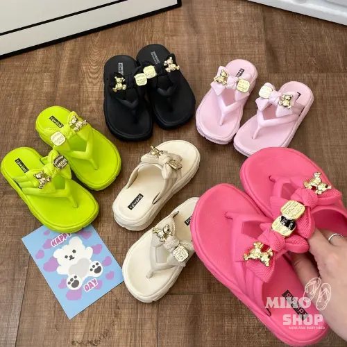Dép Kẹp Siêu Nhẹ Tag Gấu Sang Chảnh Cho Bé