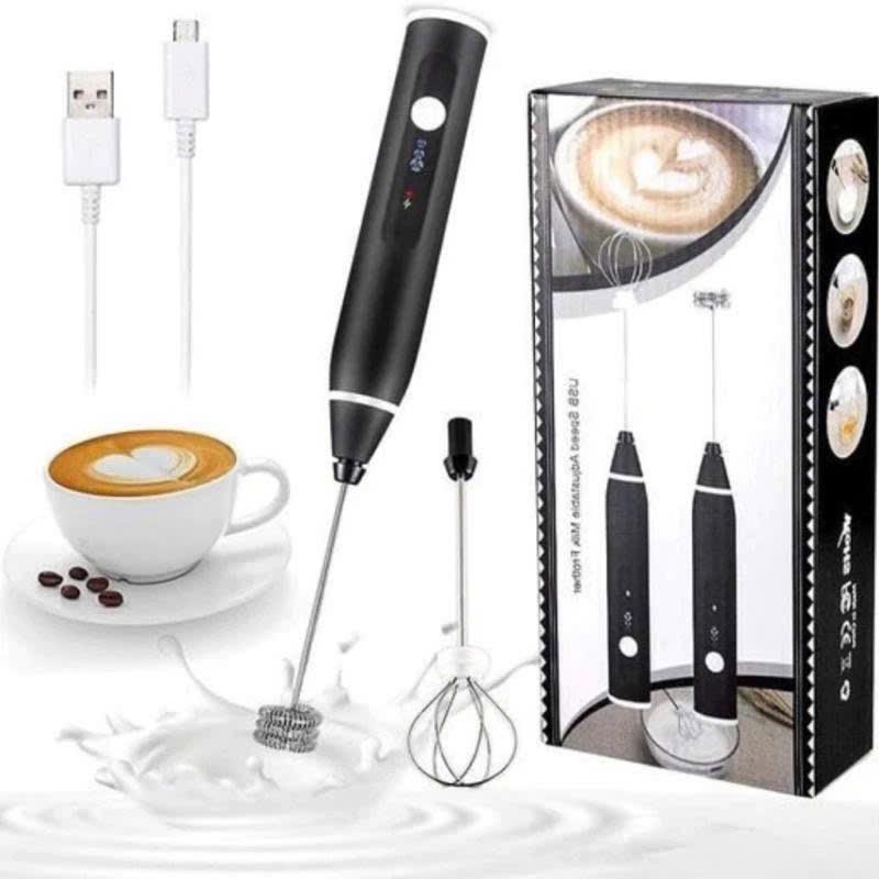 Máy đánh trứng, máy đánh sữa và tạo bọt cafe di động cầm tay 3 tốc độ , Sạc USB