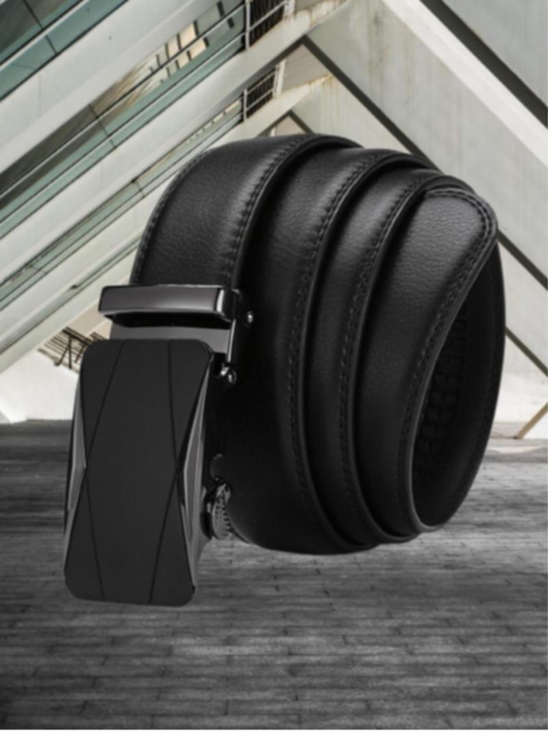 Product Introduction of Men's Minimalist Casual Plain Color Automatic Buckle Belt, Fashion PU Leather Belt for Business & Leisure, Trendy All-match & Exquisite Belt for Birthday Gift 4