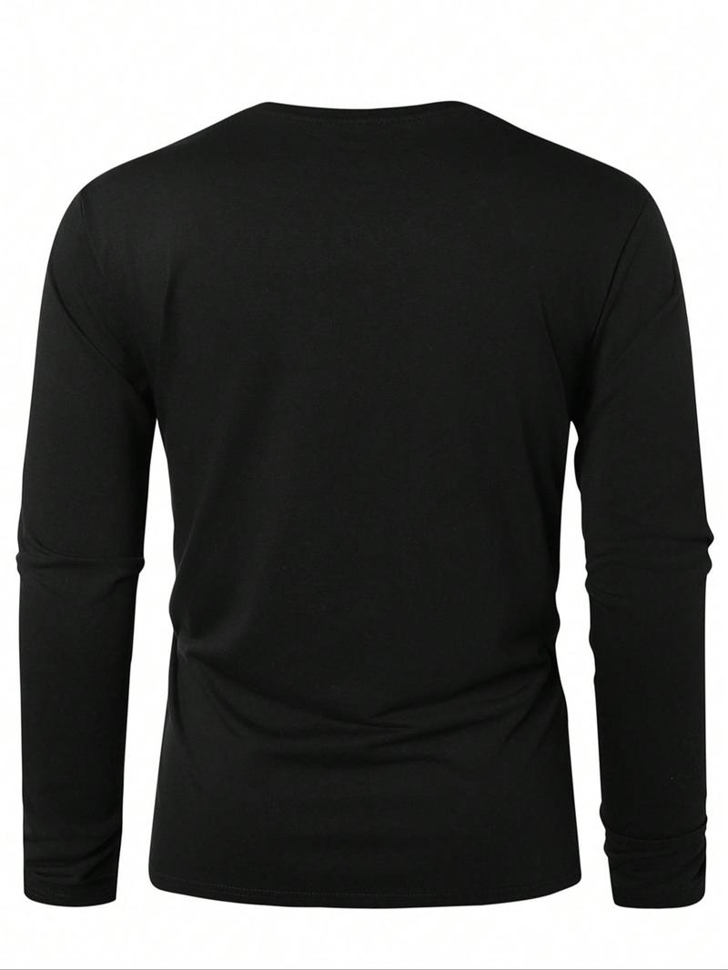 Product Introduction of 【Plus Size】 Solid Long Sleeve Tee, Casual Comfy T-shirt for Fall & Winter, Men's Clothes for Daily Wear 5