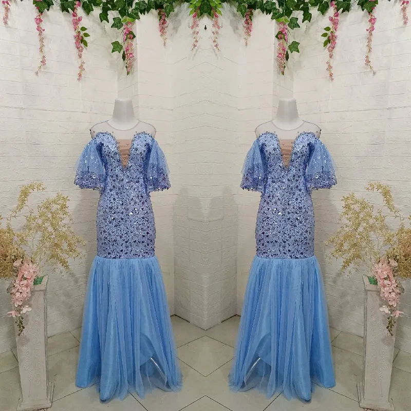REVALINA-0035 || GAUN DUYUNG SQUIN PAYET MUTIARA MEWAH //Dress pesta // Gaun Wanita Panjang 1