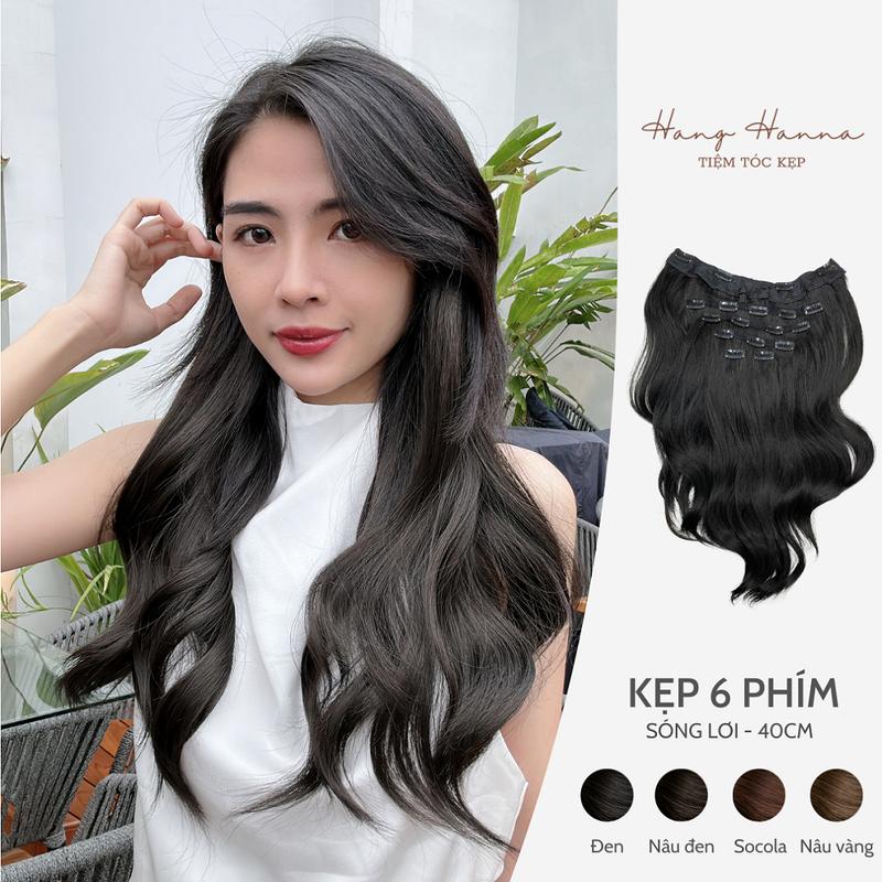 Tóc Kẹp 6 Mảnh HANNA Sóng Lơi 40cm - Tóc Kẹp Phím - Tóc Kẹp 6 Phím Tóc Giả