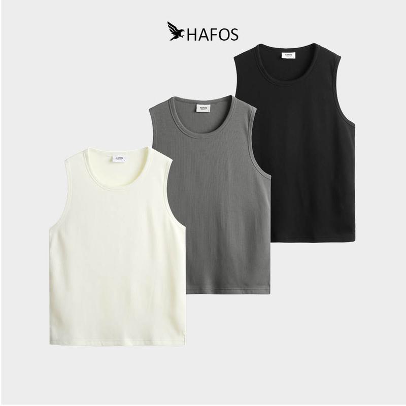Áo thun nam HAFOS Nimal - áo ba lỗ nam chất vải Cotton Waffle thoáng mát, thấm hút mồ hôi và hạn chế nhăn - Form Regular Fit Menswear - HAFOS