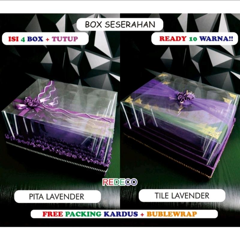box kotak seserahan hantaran pernikahan mika tile siku 1 set isi 4 PCS foto merah Pita Silver 5