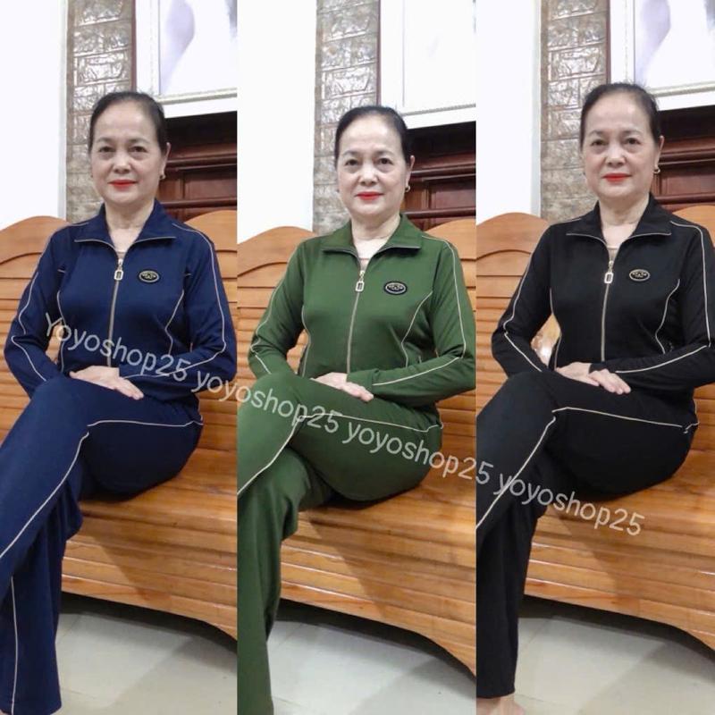 Bộ đồ trung niên Thu Đông chất Umi kéo khóa cho Mẹ  Nữ Women