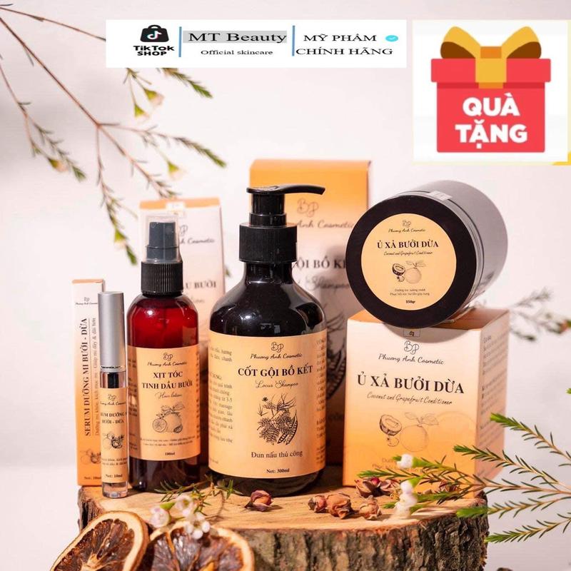 COMBO CỐT GỘI BỒ KẾT PHƯƠNG ANH COMESTIC (Gội, Ủ, Xịt, Dưỡng mi) - Hỗ trợ giảm rụng, mọc tóc, mềm mượt Kiểm soát dầu Bảo vệ màu Không chứa silicon Dưỡng Tóc Women Chăm Sóc Tóc