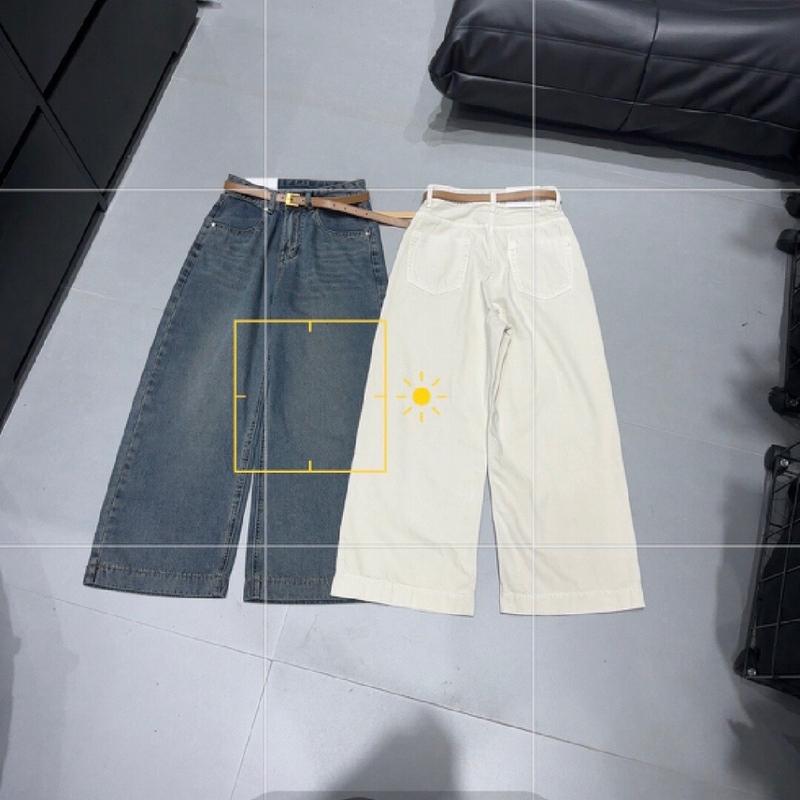 Lynk Nhi • Quần jeans xuông nấm kèm đai 2 màu dài 92cm phù hợp cao 1 m57 trở xuống ( hàng QC L1)# Q3091 Nữ Women Pants 6