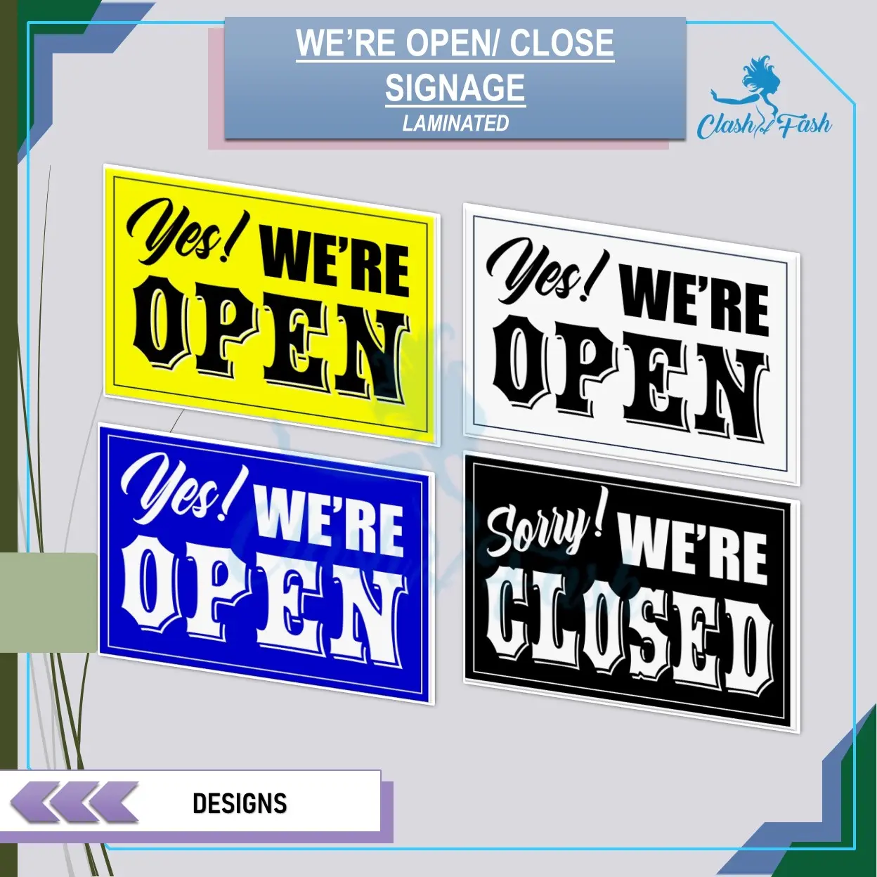 Laminated Signage: YES WE'RE OPEN | SORRY WE'RE CLOSED | SIZE: A4 (8 ...