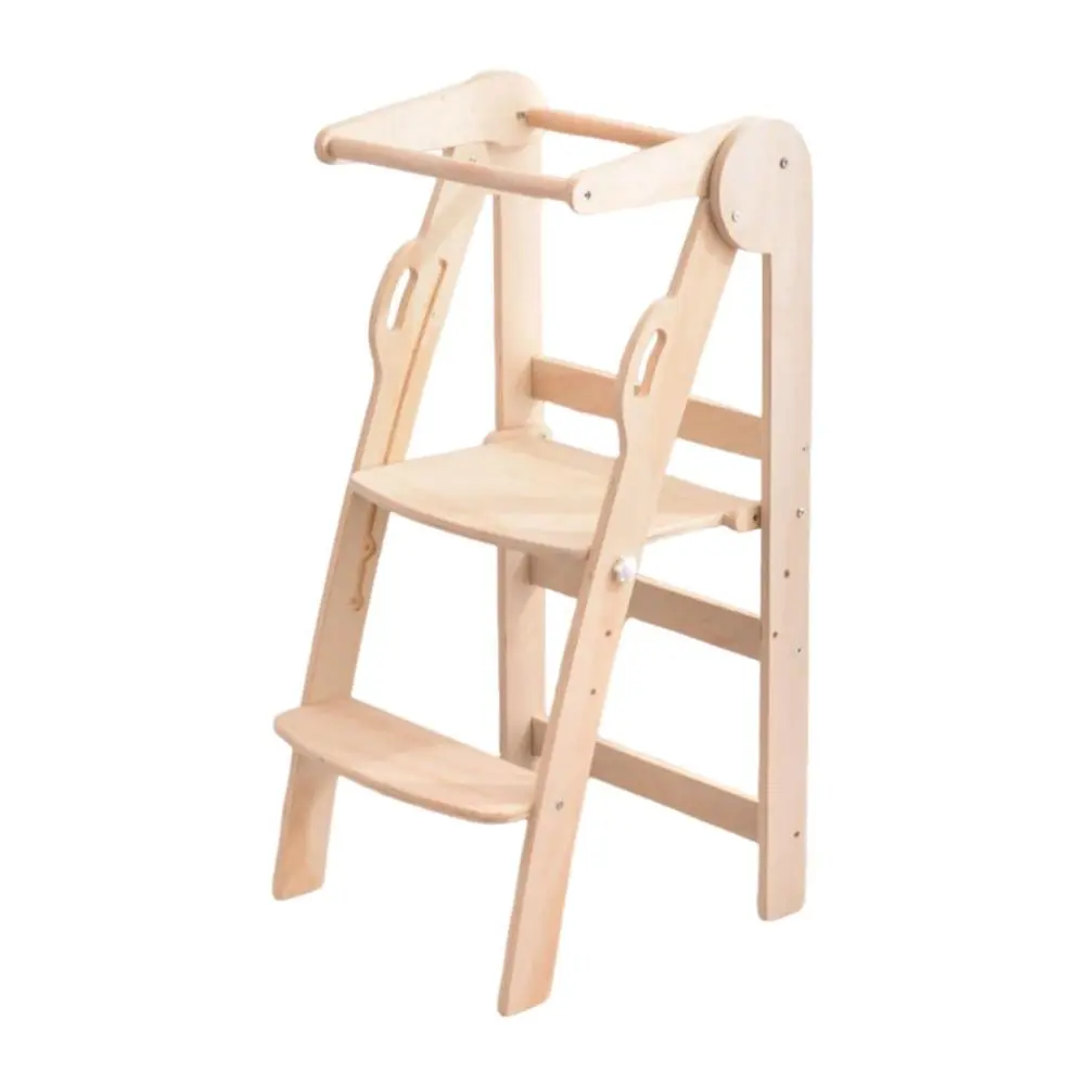 Kids Kitchen Step Stool Stepstool Toilet Stool Stable Wood with Safe Rail Children Standing Tower for Bed Kitchen Living Room