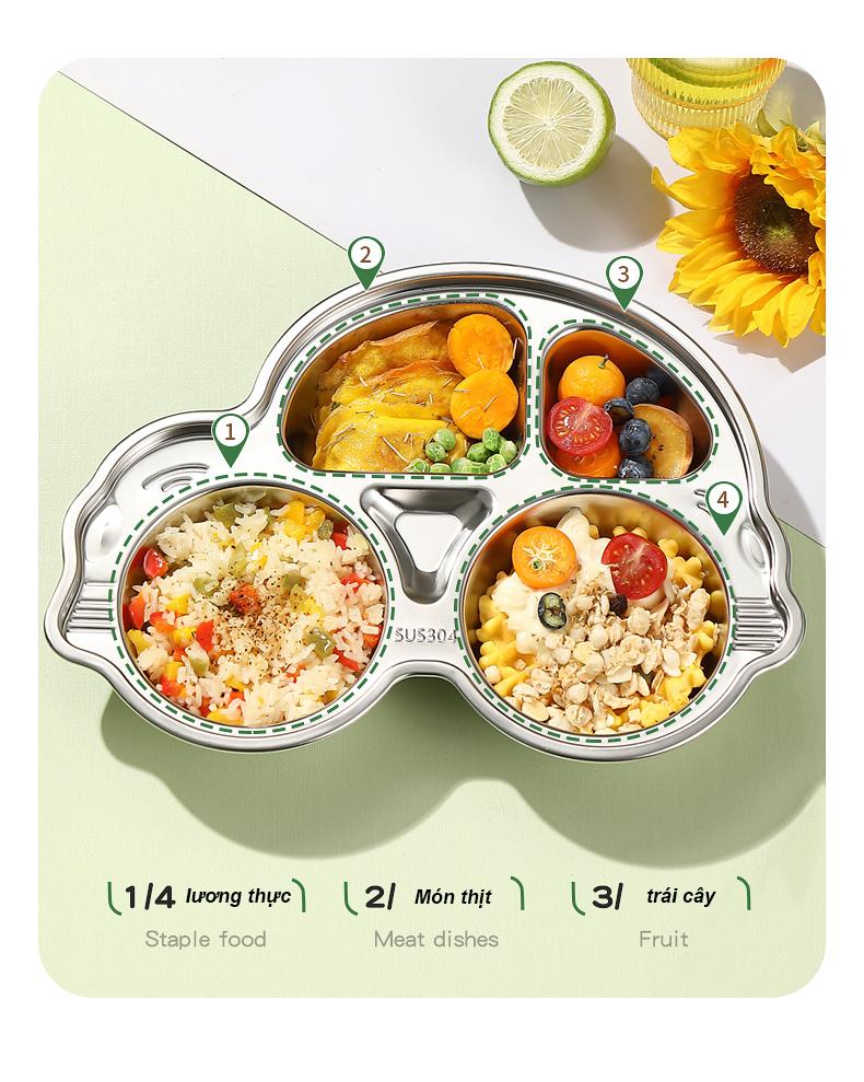 Product Introduction of Khay ăn dặm cho bé inox 304 cao cấp, hình peppa pig kitty gấu panda ô tô dễ thương 15
