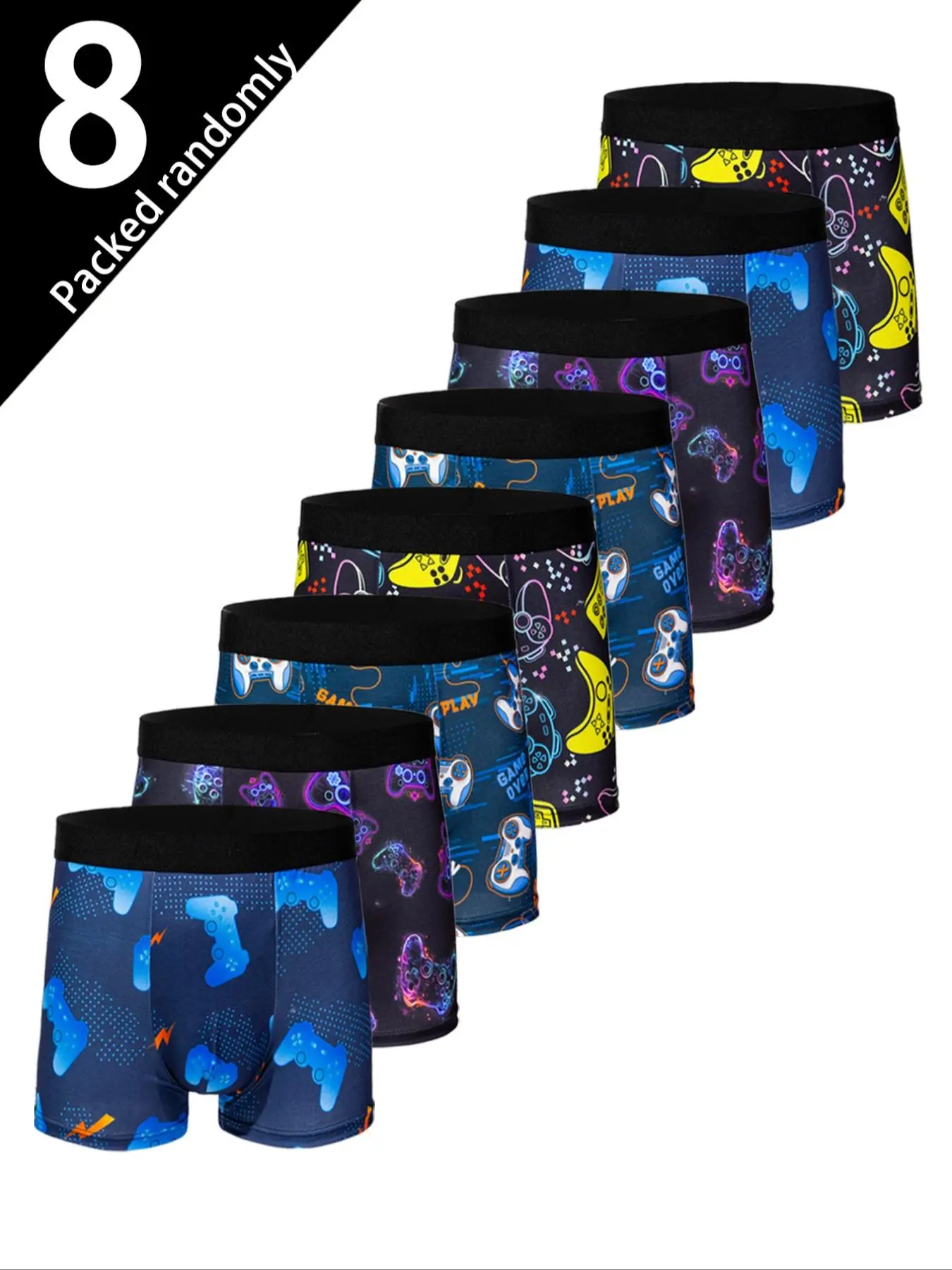 Random Men's All Over Print Boxer Brief, Casual Comfy Breathable Underwear for Daily Wear, Fashion Men's Underwear for All Seasons