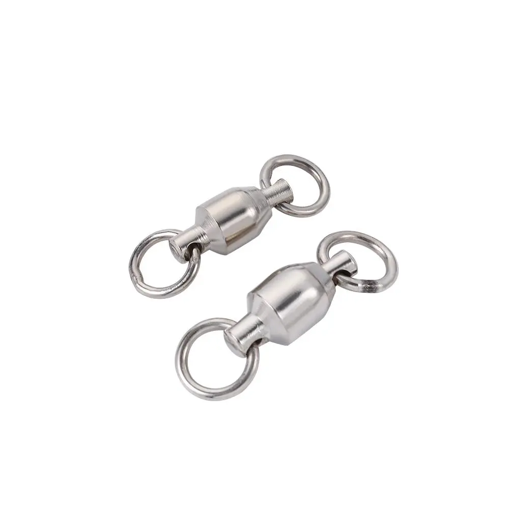 High Strength Super Strong Barrel Hooks Rolling Stainless Steel Fishing Connector Solid Ring Swivel Ring Ball Bearing