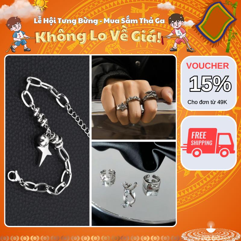 [Mua Là Thích, Không Thích Hoàn Tiền] Vòng tay nam nữ mạ bạc titan không gỉ thiết kế ánh sao thời trang Kuu Clothes phong cách hàn quốc dễ phối đồ - Vòng Tay Star Ball