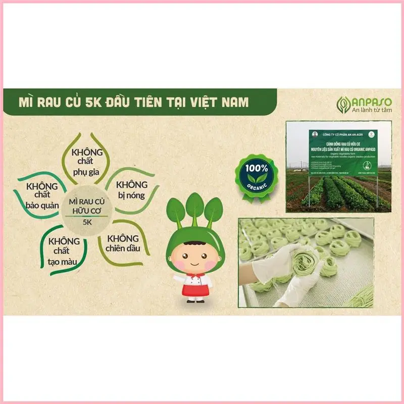 IUJSHERSHOP Mì Rau Củ Hữu Cơ Anpaso - XanhSam Organic 4