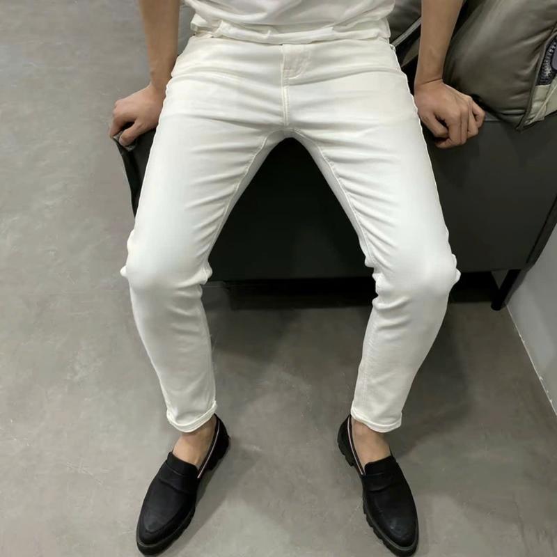 Quần jean nam dài trắng, chất co giãn thoải mái, phong cách trẻ trung năng động phối rách kiểu mẫu mới cao cấp Menswear Top Pants Có Túi