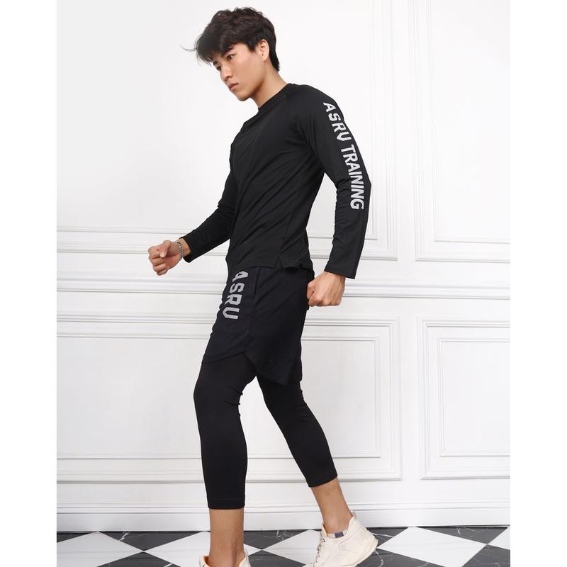 Product Introduction of Bộ Quần Áo Gym Nam ASRV Thun Co Giãn 4C Kết Hợp Quần Legging 2 lớp và Áo Gym Dài Tay Tập Gym Sport Trang Phục Tập Thể Dục Chạy Bộ Thể Dục 89