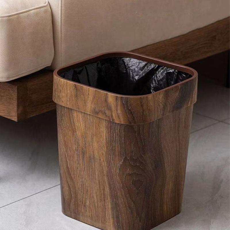 Product Introduction of Creativity Plastic Trash Can Square Large Capacity Waste Bins Lidless Mimetic Wood Grain Toilet Paper Basket Bedroom 9