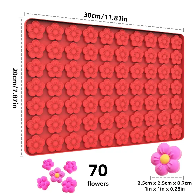 70-flower Shaped Silicone Mold, 1 Count Chocolate Mold, DIY Baking Mold for Candy, Chocolate, Soft Candy, Kitchen Baking Tool 1