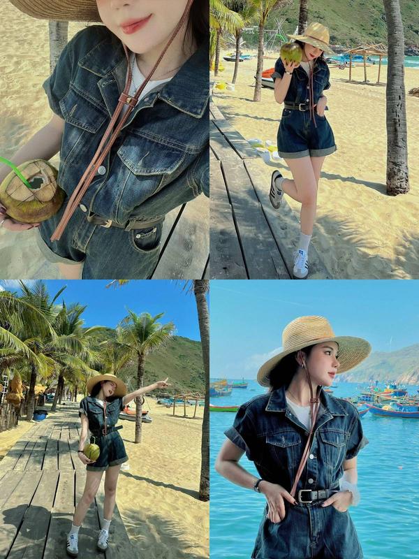  Jum Jean Dáng Ngắn Cổ Sơ Mi Bẻ Phối Cúc Đồng Phong Cách Sang Chảnh Dễ Thương Xinh Xắn ME0W_STORE 