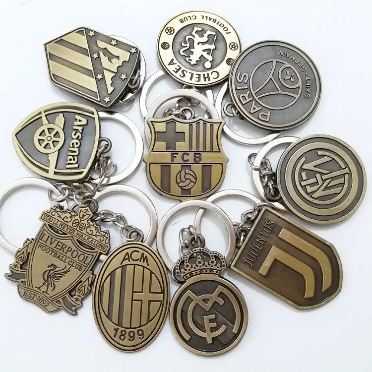 Real Madrid Liverpool Juventus AC Milan Arsenal Chelsea PSG Football Badge Keychain Fan Merchandise Car Bag Accessory Soccer Gift