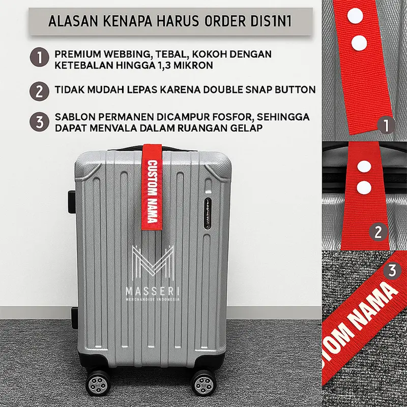 Masseri - Baggage Tag / Gantungan Tas Koper Custom Nama agar tidak tertukar saat perjalanan haji atau umroh dan travveling 4