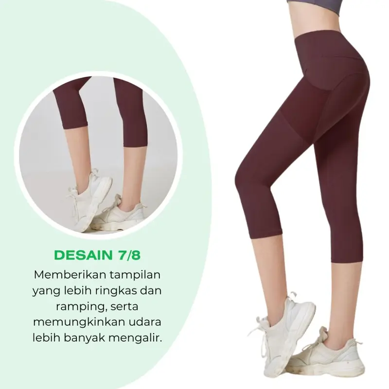 KKONE Legging Olahraga Wanita High Waist Celana Olahraga 7/8 Yoga Gym Joging Senam Pakaian Outdoor Sport(L003) 1