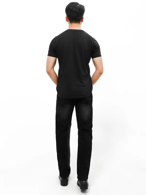 [QTV2] Quần jean nam co giãn, màu đen tuyền wash trắng thời trang, quần rin form ống slimfit_Q81 Pants Menswear Có Túi Cotton Denim 4