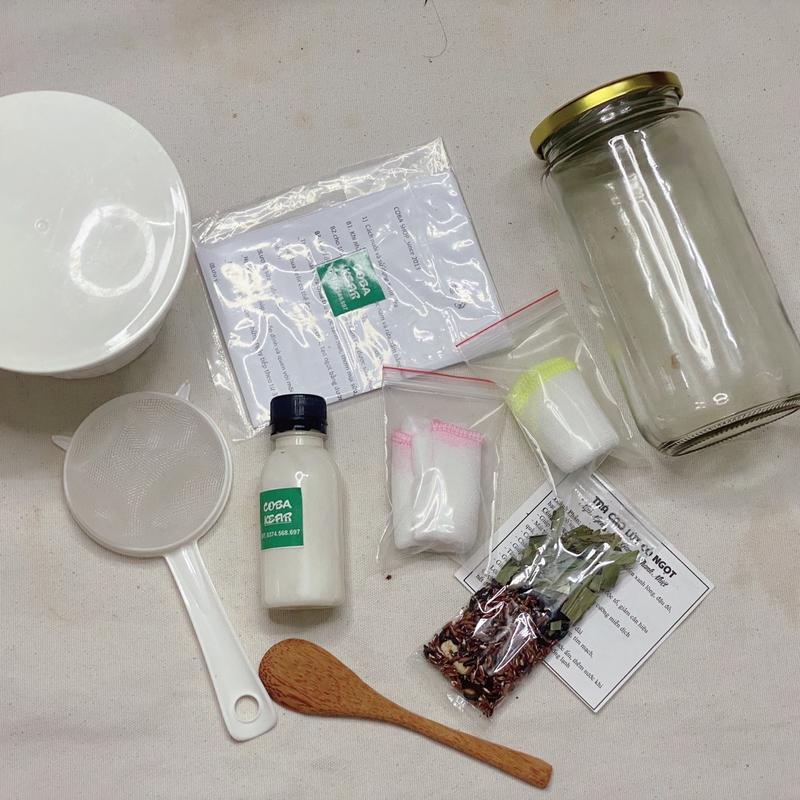 Bộ dụng cụ làm nấm kefir 10 món có ca làm sữa chua hi lạp