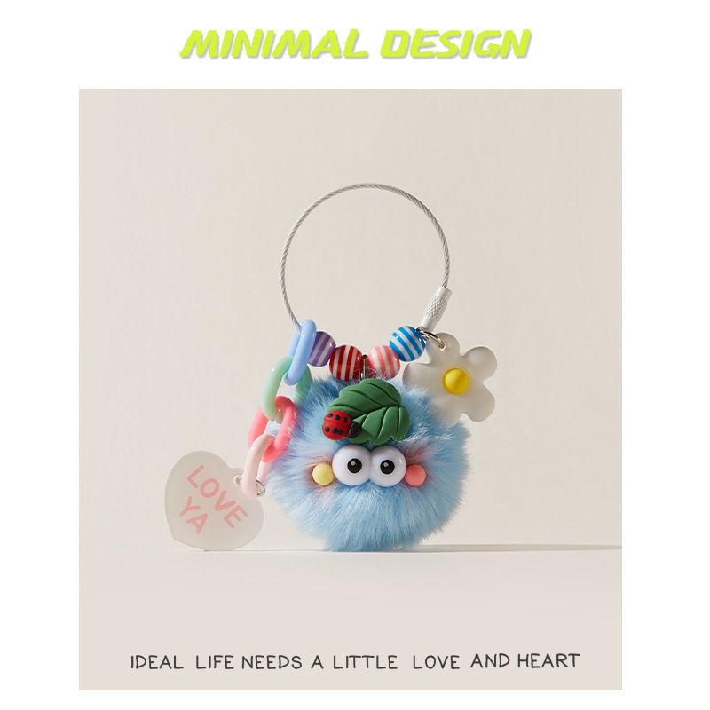Product Introduction of Original Cute Blush Ladybug Car Briquette Schoolbag Handbag Pendant Plush Doll Pendant Key Ring Doll 9