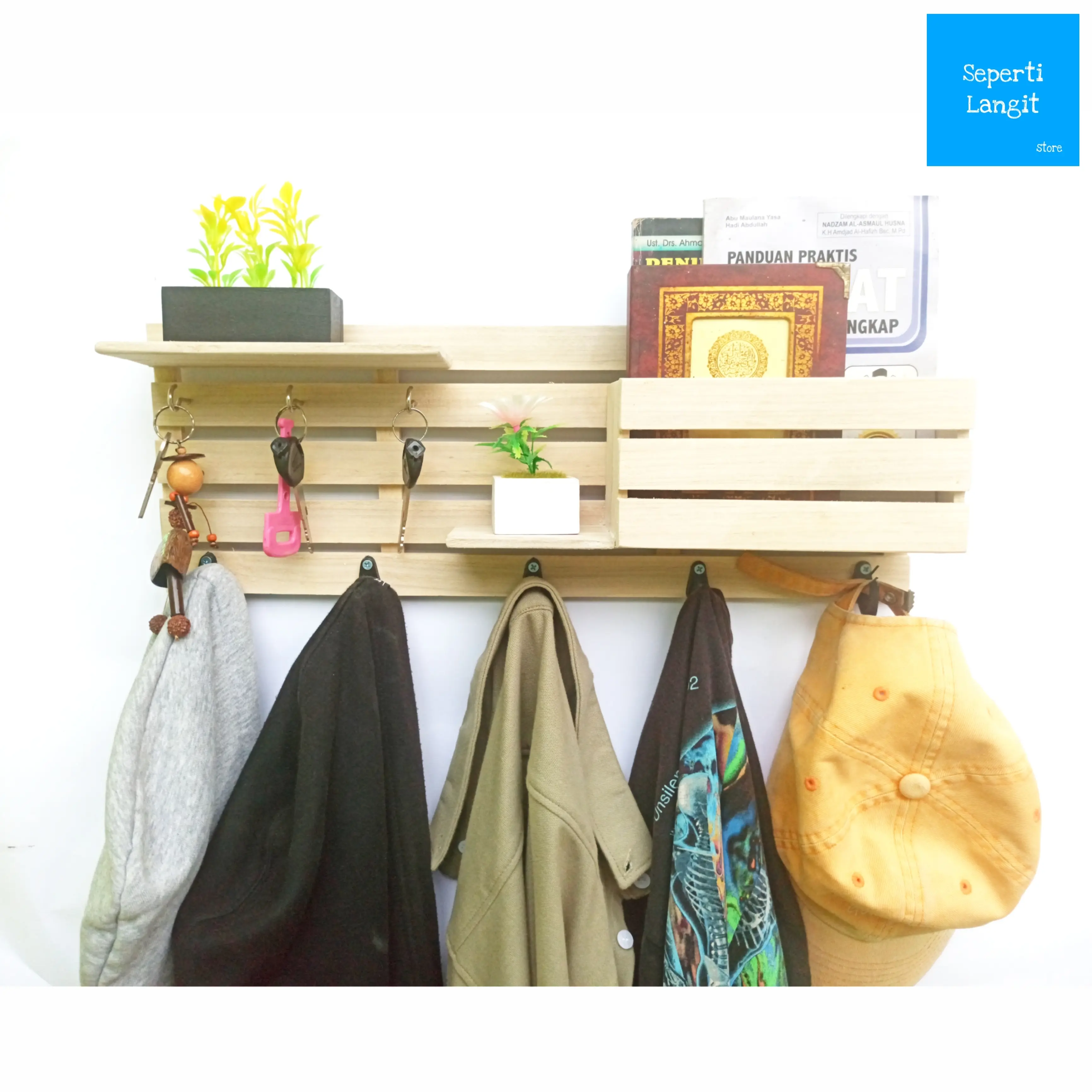 Rak Dinding Serbaguna Besar TIPE BB Bahan Kayu Tempat Buku Kosmetik Gantungan Kunci Dekorasi Kamar Dekorasi Rumah Aesthetic Rak Dinding Tempel Ruang Tamu Kamar Tidur Rak Make Up Rak Parfum